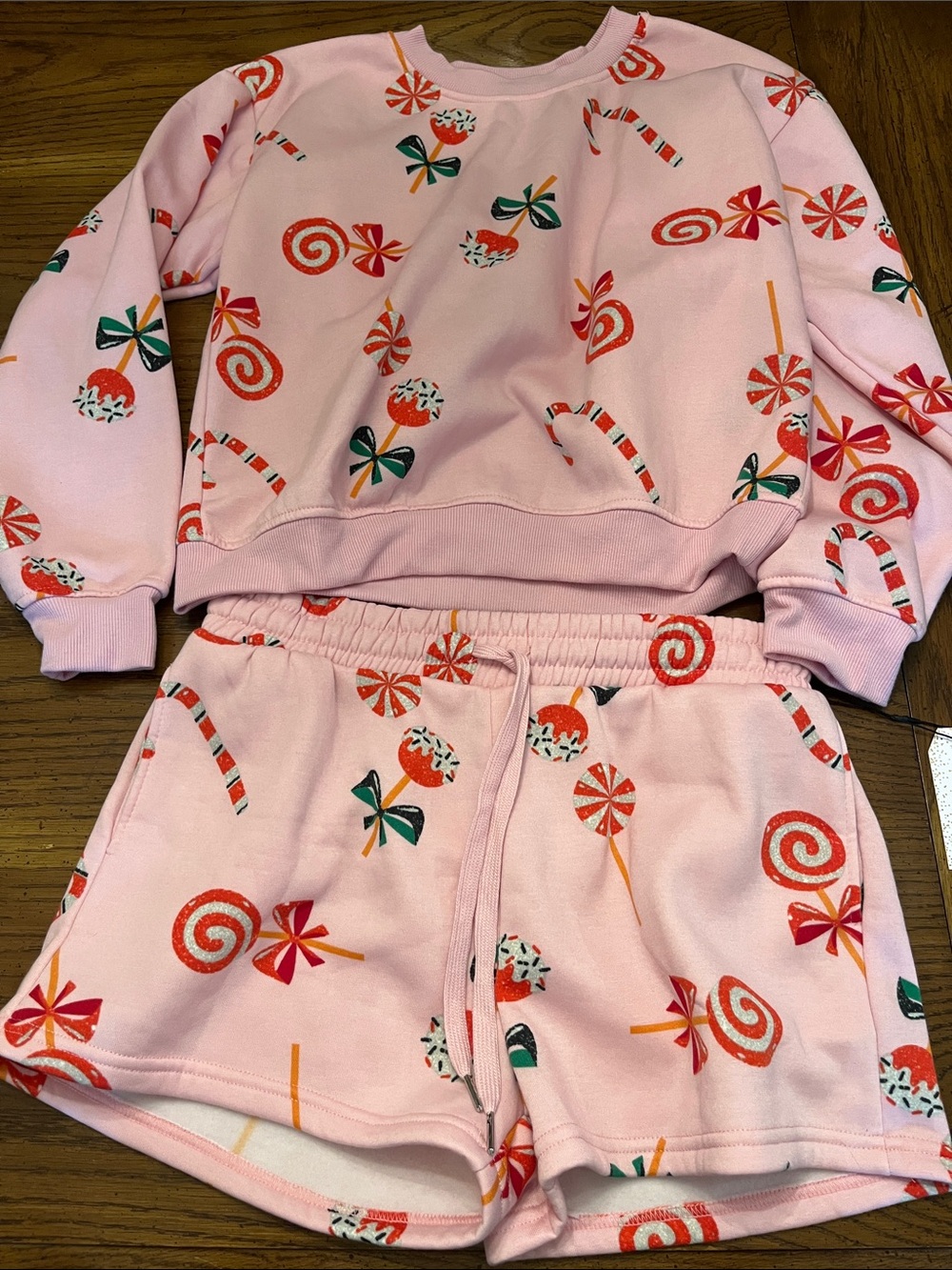 Pink Better Together Candy Print Lounge Set, size large, new with tags